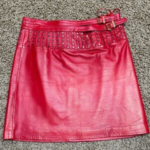 Cache Vibrant Red Studded Mini Skirt